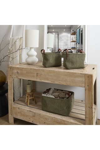 3 Velours Opbergmanden - Groen - 36 x 26 x 20 cm