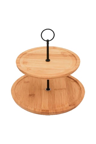 Bamboe Presenteerschaal 2 niveaus Naturel en Zwart