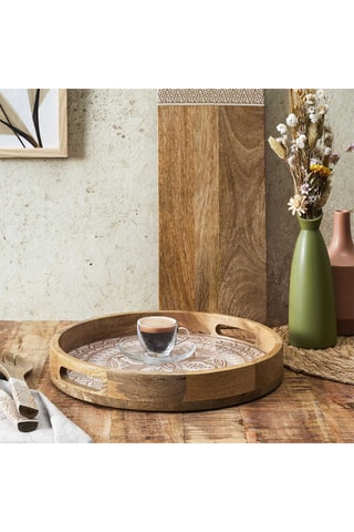 Rond Mangohouten Dienblad - 35 cm