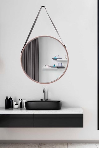 Ronde Spiegel Houtimitatie - 50 cm