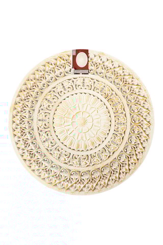 Ronde Houten Wanddecoratie Wit en Goudkleurig