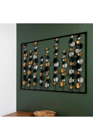 Gebloemde wanddecoratie  100 x 70 cm - Zwart en Goudkleurig