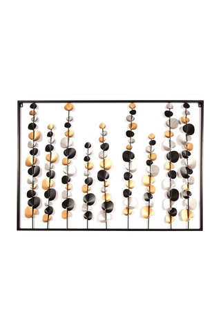 Gebloemde wanddecoratie  100 x 70 cm - Zwart en Goudkleurig