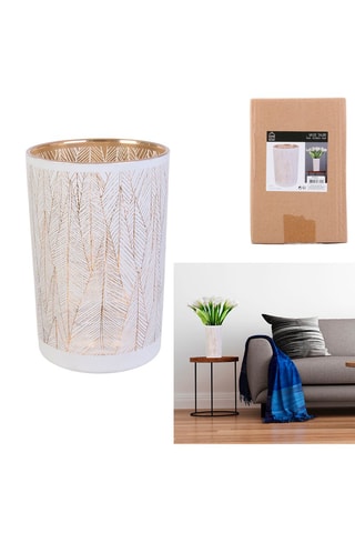 Vaas Wit en Goudkleurig - 20 cm