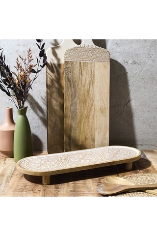 Bandeja de presentación de madera de mango - 50 x 18 cm