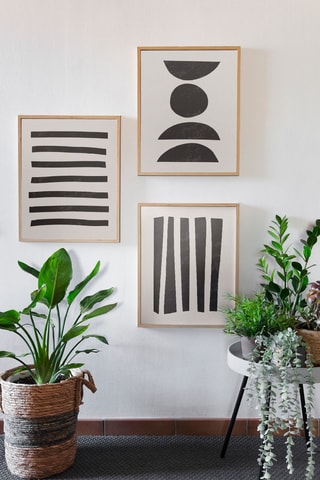 3 Houten Wanddecoraties- Zwart - 50 x 70 x 2 cm