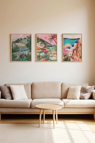 3 Houten Wanddecoraties- Roze - 33 x 48 x 2 cm