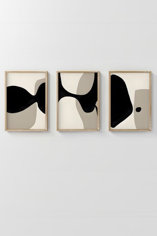 3 Houten Wanddecoraties- Zwart - 33 x 48 x 2 cm