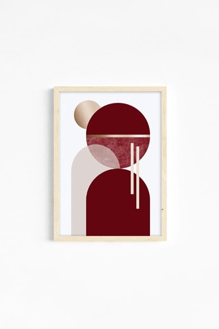 3 Houten Wanddecoraties- Bordeauxrood - 33 x 48 x 2 cm