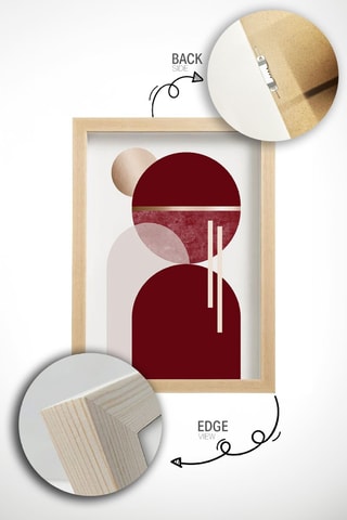 3 Houten Wanddecoraties- Bordeauxrood - 33 x 48 x 2 cm