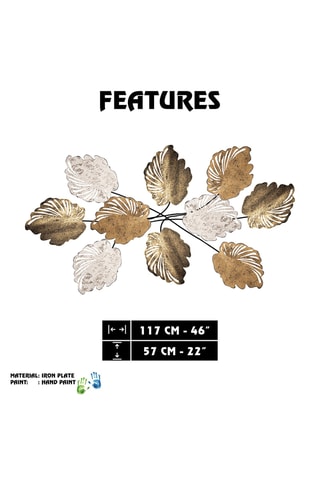 Acessório de parede decoração em metal - 117 x 2 x 57 cm
