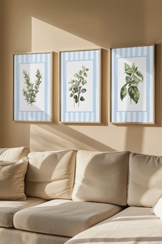 3 Houten Wanddecoraties - Blauw - 50 x 70 cm
