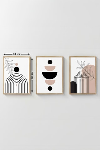 3 Houten Wanddecoraties - Wit - 33 x 48 cm