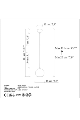 Hanglamp - Bordeauxrood - 40 W