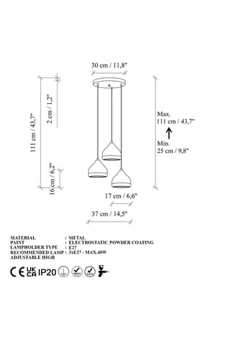 Hanglamp - Groen - 3 x 40 W