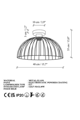 Plafondlamp - 40 W - Zwart