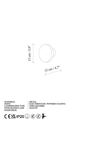Ledwandlamp - Goudkleurig - 5 W