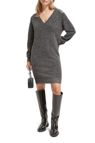 Robe pull relaxed en laine et alpaga - Gris foncé