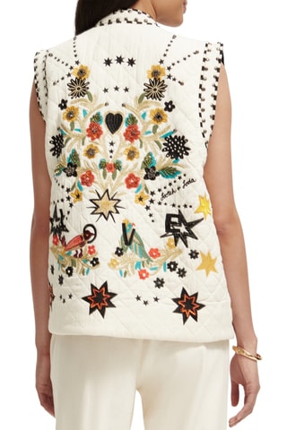 Gilet sans manches en coton biologique et lin - Ecru