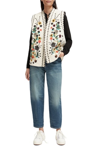 Gilet sans manches en coton biologique et lin - Ecru