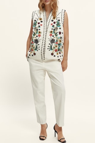 Gilet sans manches en coton biologique et lin - Ecru