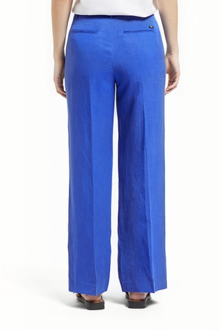 Pantalon wide legs en lin taille haute - Bleu électrique