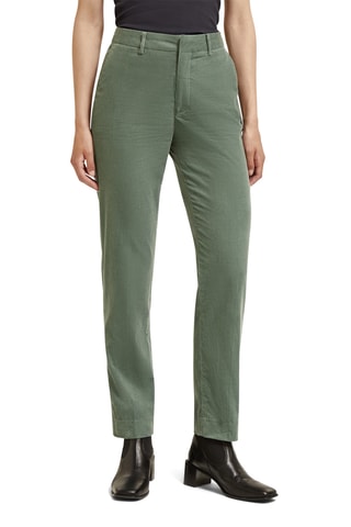 Pantalon slim en velours taille haute - Vert foncé