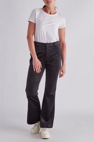 Pantalon flare en velours taille haute - Noir