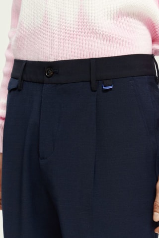 Chino straight en laine - Bleu marine
