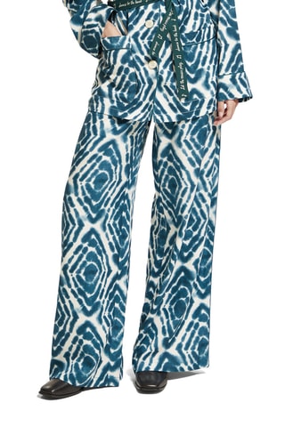 Pantalon wide legs - Blanc et bleu