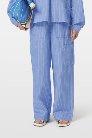 Pantalon cargo en lin - Bleu