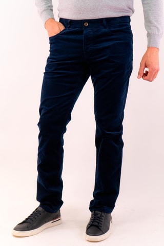 Pantalon slim en velours et coton biologique - Bleu marine