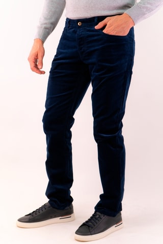 Pantalon slim en velours et coton biologique - Bleu marine