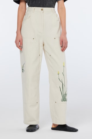 Jean loose taille haute - Blanc cassé