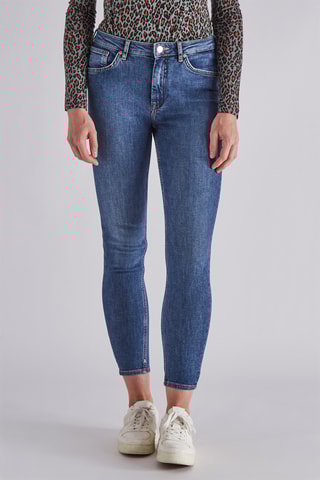 Jean skinny en coton biologique  taille haute - Bleu