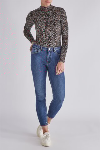 Jean skinny en coton biologique  taille haute - Bleu
