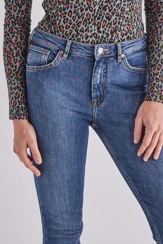 Jean skinny en coton biologique  taille haute - Bleu