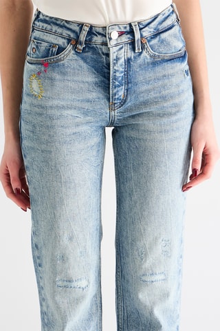 Jean taille haute droit - Ciel