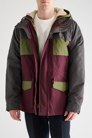 Parka à capuche - Bordeaux et kaki