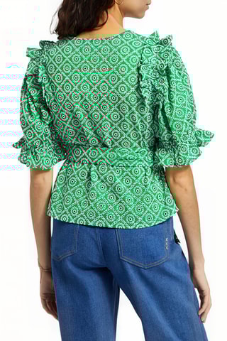 Top portefeuille en broderie anglaise - Vert