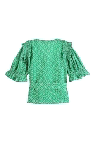 Top portefeuille en broderie anglaise - Vert