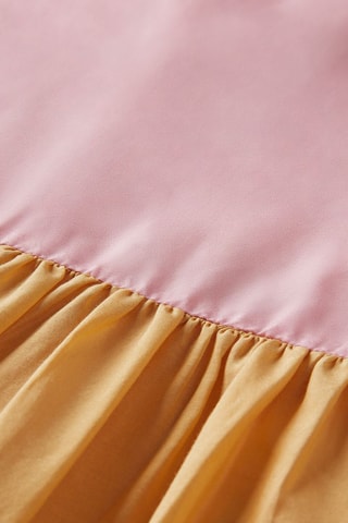 Robe longue en soie - Corail et moutarde