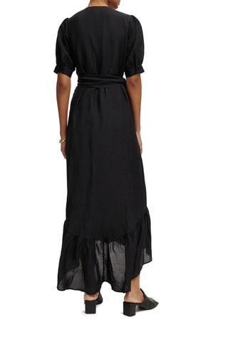 Robe midi en lin - Noir
