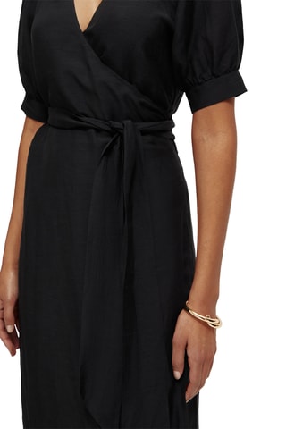Robe midi en lin - Noir