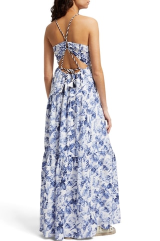 Robe longue - Blanc et bleu foncé