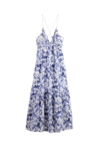 Robe longue - Blanc et bleu foncé