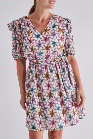 Robe patineuse - Ecru et fuchsia