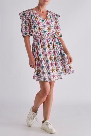 Robe patineuse - Ecru et fuchsia