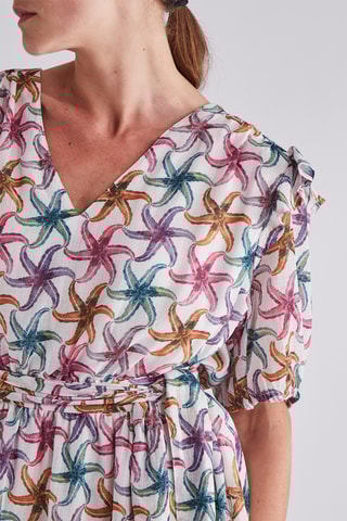 Robe patineuse - Ecru et fuchsia