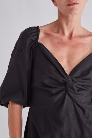 Robe droite en lin - Noir